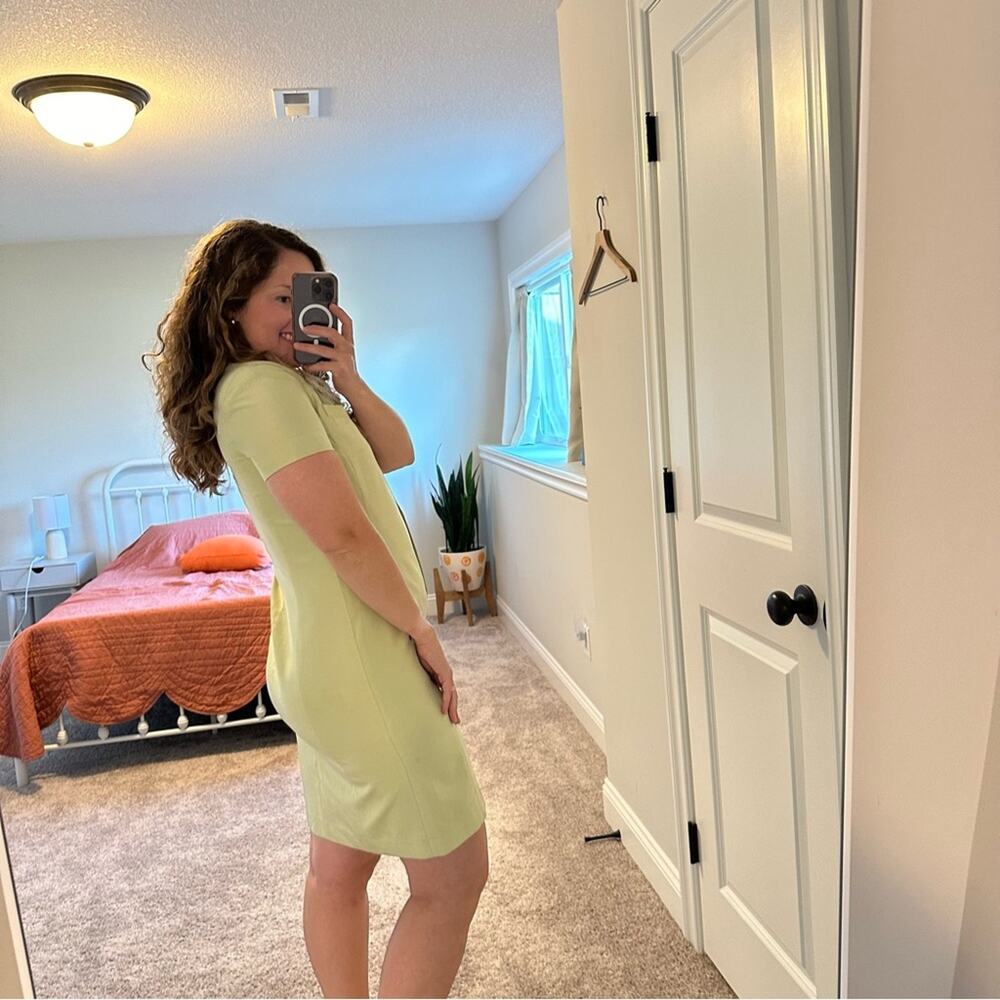 Vintage Liz Claiborne Green Raw Silk Button Front Mini Dress XS - Picture 2 of 14
